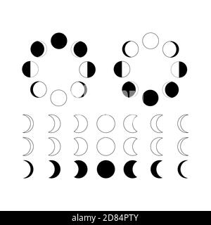 Lunar phases. Isolated cosmic silhouette. Vector moon. Vector illustration Stock Vector