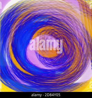 Round grunge art background. Drawn rings abstract watercolor background. Color summer spirals Stock Photo