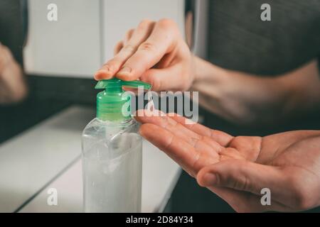close up. a young man washes his hands with soap. Stock Photo