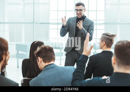 project Manager makes a report for the business team Stock Photo
