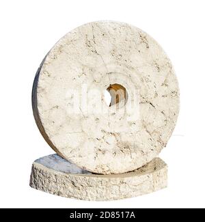 Millstone isolated on white background Stock Photo