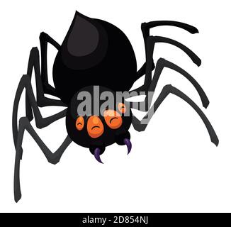 Dark spider with happy gesture and closed eyes, isolated over white background. Stock Vector