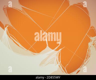 Abandoned cobweb with many threads of silk over orange background. Stock Vector