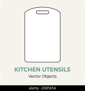 Cutting chopping board cookware simple form vector illustration. Vector line illustration isolated logo icon restaurant Stock Vector