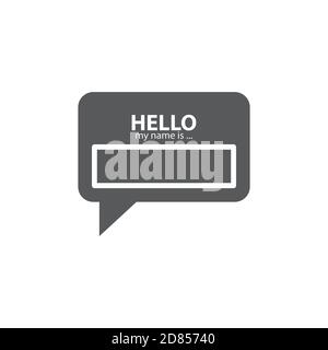 Badge or register vector isolated sticker hello my name is in trendy flat style on white background. Stock Vector