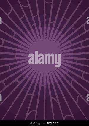 Background with dark purple color, decorated with spider web and radial design. Stock Vector