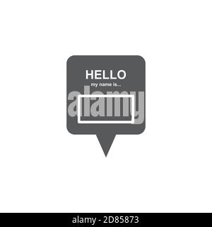 Badge or register vector isolated sticker hello my name is in trendy flat style on white background. Stock Vector