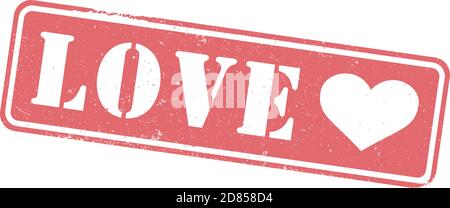 grungy red LOVE rubber stamp or sign with heart shape vector illustration Stock Vector