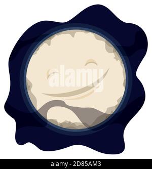 Starry sign like a peaceful night with a smiling full Moon. Stock Vector
