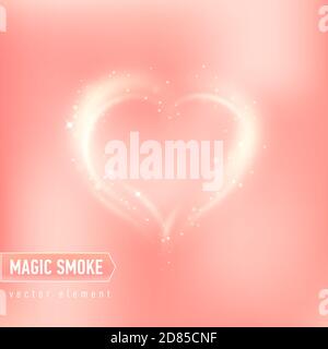 Heart of magic smoke. Illustration on pink background for design for Valentine day or other. Vector Stock Vector