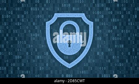 Cybersecurity. Padlock with keyhole icon in the guard shield Stock Photo
