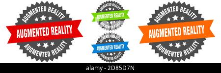 augmented reality sign. round ribbon label set. Stamp Stock Vector