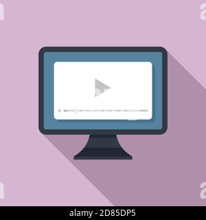 Internship video icon, flat style Stock Vector