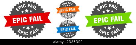 epic fail sign. round ribbon label set. Stamp Stock Vector