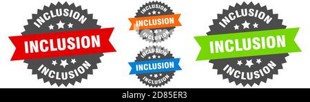 inclusion sign. round ribbon label set. Stamp Stock Vector