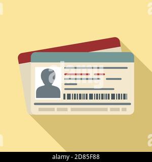 Id passport card icon, flat style Stock Vector