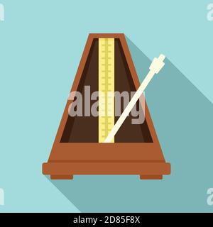 Metronome beat icon, flat style Stock Vector