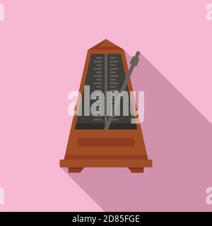 Music metronome icon, flat style Stock Vector