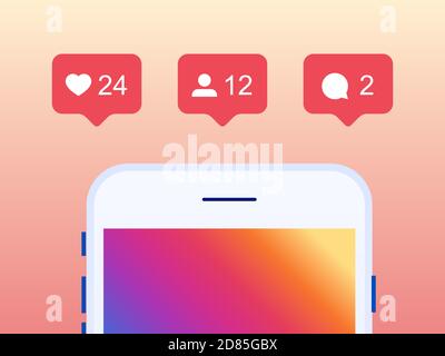 Mobile phone with online communication and connection. People interacting on social media. Modern flat style. Vector illustration. Stock Vector