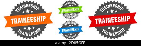 traineeship sign. round ribbon label set. Stamp Stock Vector
