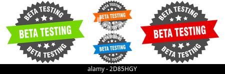 beta testing sign. round ribbon label set. Stamp Stock Vector