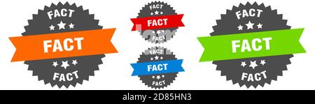 fact sign. round ribbon label set. Stamp Stock Vector