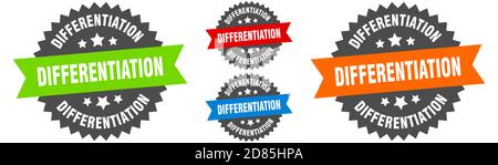 differentiation sign. round ribbon label set. Stamp Stock Vector