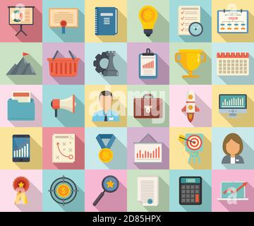 Product manager icons set, flat style Stock Vector