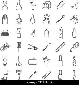 Home manicurist icons set, outline style Stock Vector