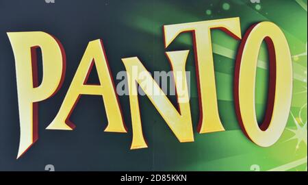 London, UK. 26th Oct, 2020. A musical comedy stage production designed for family entertainment, Pantomime logo seen at Oxford Street, London. Credit: Dave Rushen/SOPA Images/ZUMA Wire/Alamy Live News Stock Photo