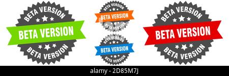 beta version sign. round ribbon label set. Stamp Stock Vector