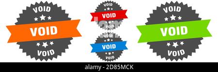 void sign. round ribbon label set. Stamp Stock Vector