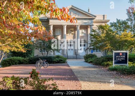 Fulton Chapel built in 1929 in Classic Revival style architecture at the University of Mississippi, Ole Miss, functions as a performing arts theatre. Stock Photo