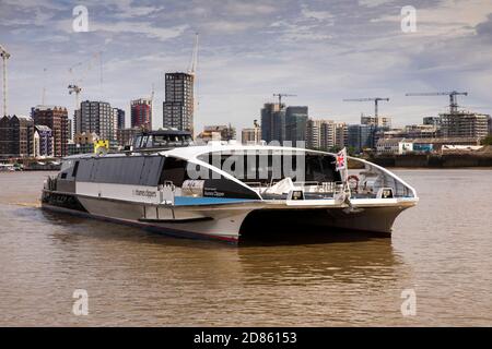 UK, London, public transport, Thames Clippers Aurora Clipper boat on River Thames Stock Photo
