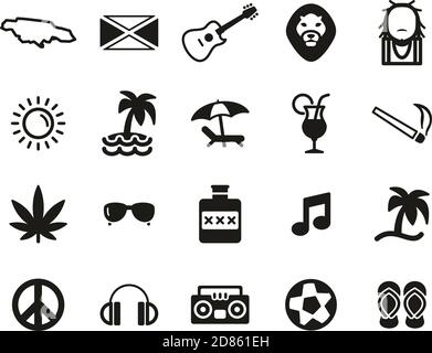 Jamaica Country & Culture Icons Black & White Sticker Set Big Stock ...