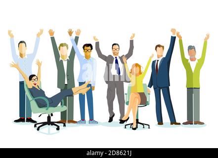 cheerful business group in community - vector illustration Stock Vector
