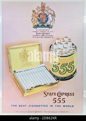 Vintage State Express 555 Cigarettes Advert Stock Photo