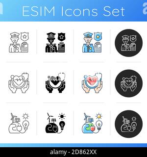 Essential services icons set Stock Vector