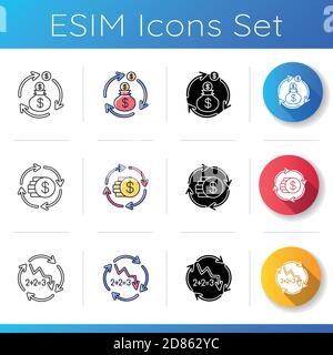 Revenue synergy icons set Stock Vector