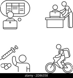 Part-time jobs linear icons set Stock Vector