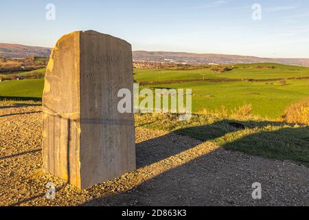 Memorial to the local  victims of the Manchester Peterloo Massacre in Tandle Hill Country Park, Oldham, Greater Manchester, UK Stock Photo