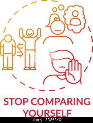 Stop comparing yourself concept icon Stock Vector