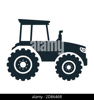 silhouette of a large agricultural tractor on a white background. flat vector illustration of transport. Stock Vector