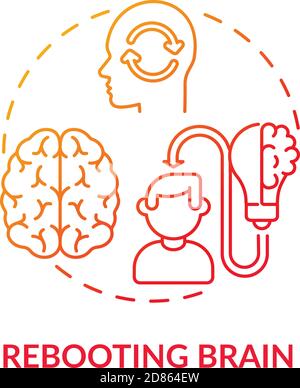 Rebooting brain concept icon Stock Vector