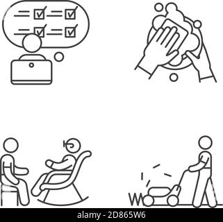 First-time jobs linear icons set Stock Vector
