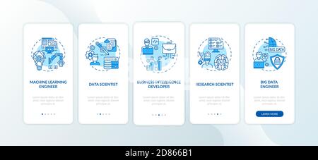 Careers in ai onboarding mobile app page screen with concepts Stock Vector