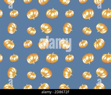 autumn vector seamless pattern of cute Halloween pumpkins Stock Vector