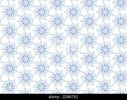beautiful blue delicate line vector seamless patterm flower Stock Vector