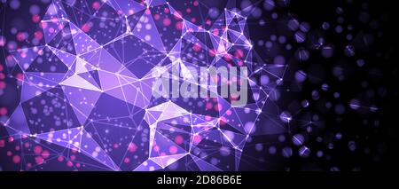 Neural network concept. Connected cells with links. High technology process. Abstract futuristic background Stock Vector
