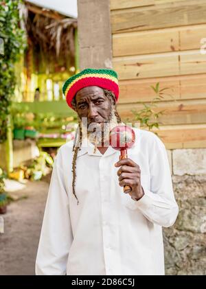 Rasta Man at Rastafarian Community, Blue Mountains, Saint Andrew Parish, Jamaica Stock Photo